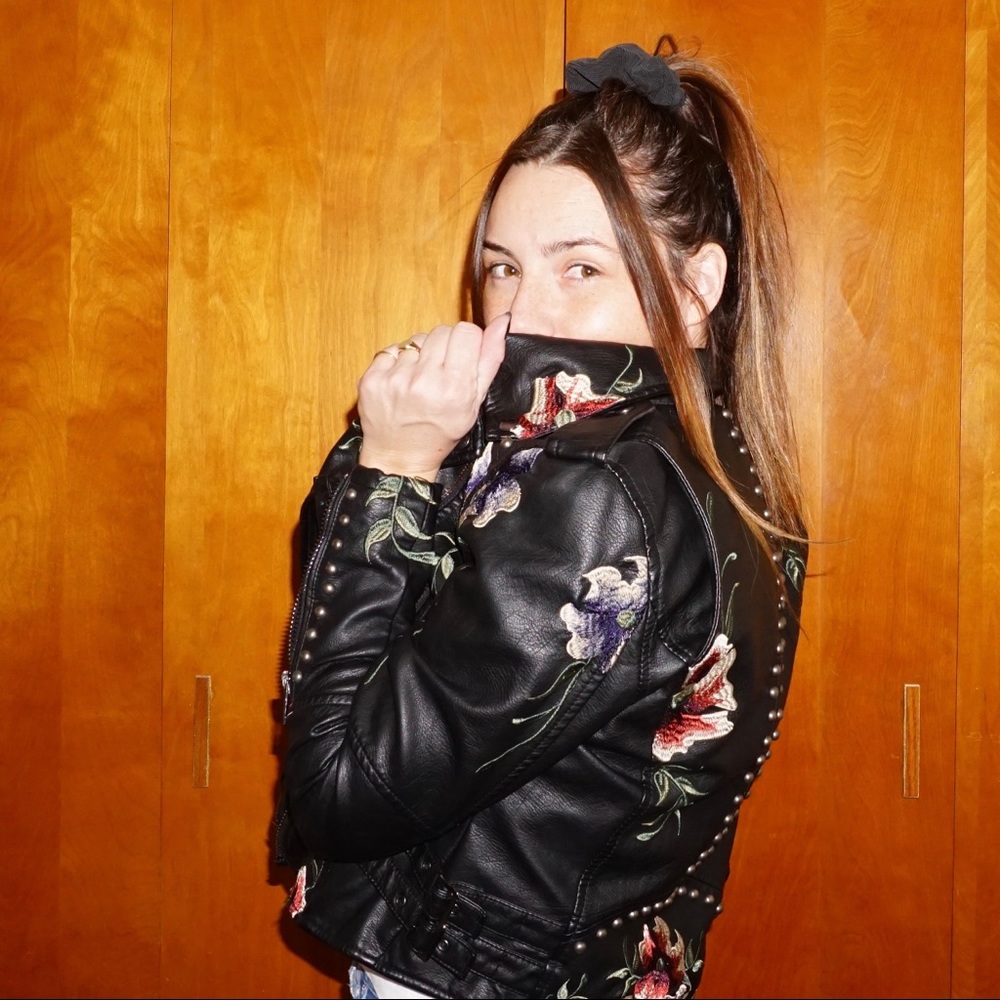 AS YOU WISH FLORAL EMBROIDERED MOTO JACKET